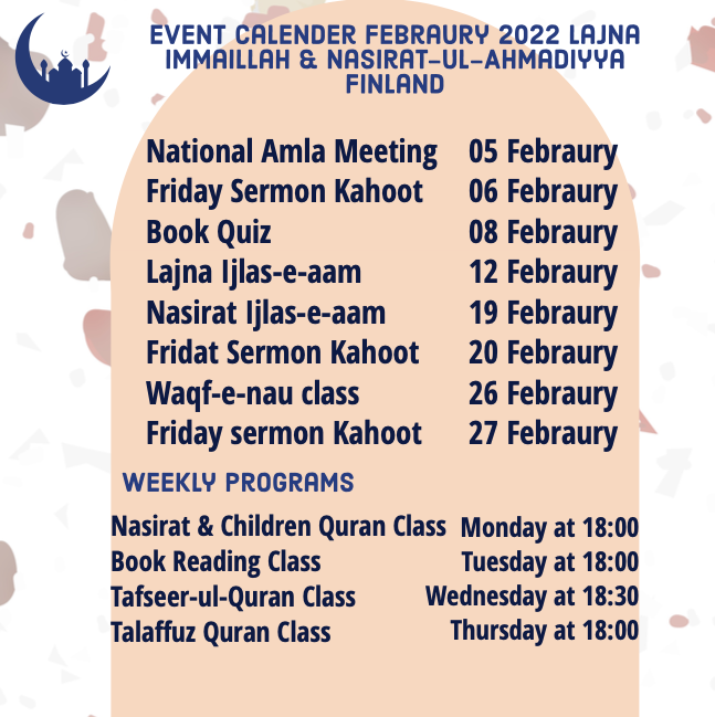 Nau Calendar 2022 Events Calendar – Lajna Imaillah Finland